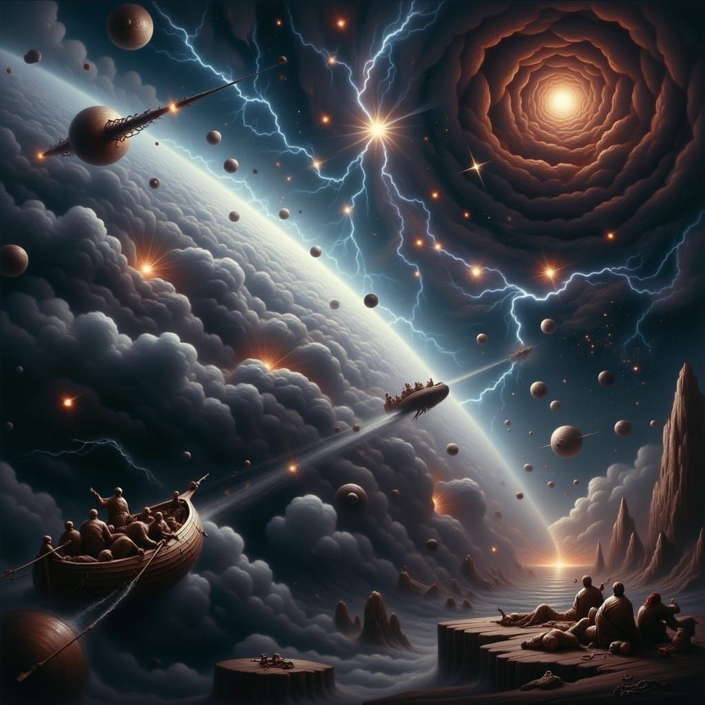 Star Trek Parody: Celestial Journey in Oil Paint