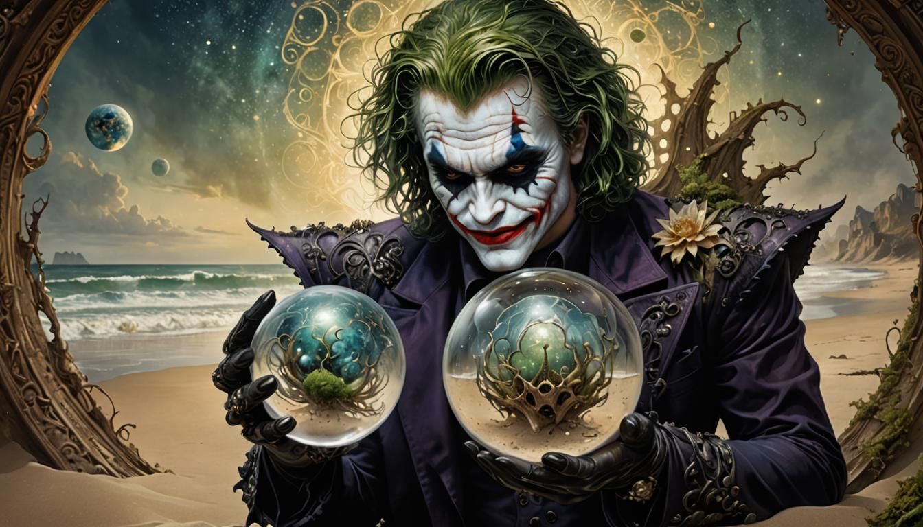 Joker Holds Fantasy Treasure Crystal Ball