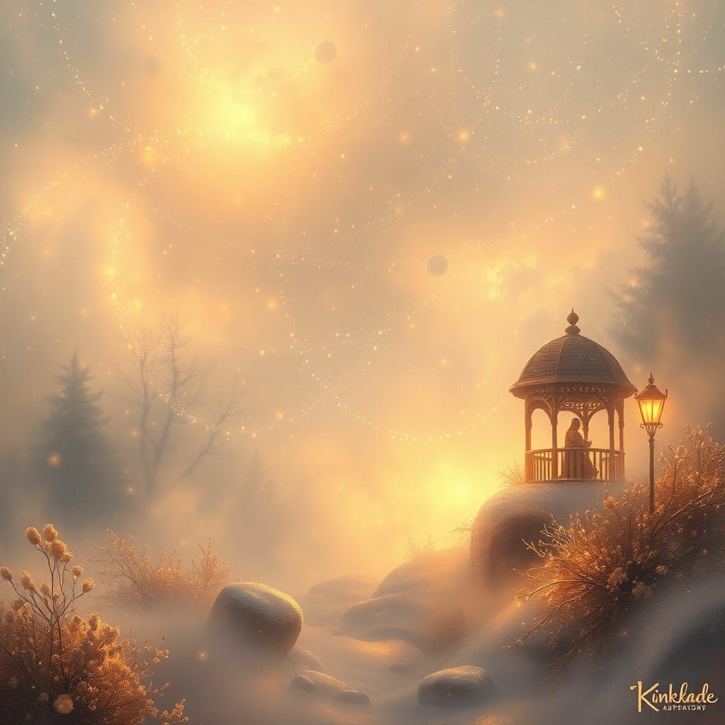 Dreamlike Scene with Ethereal Mist and Golden Light