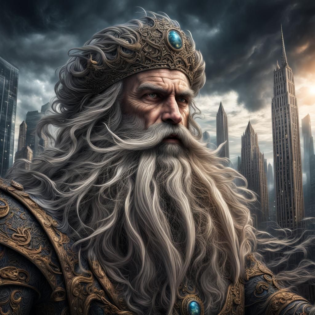 Giant's Beard City: Hyperrealistic Cosmic Fantasy