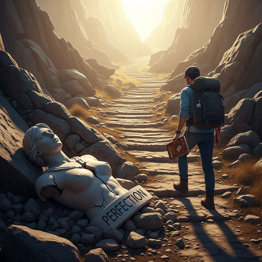 Climber's Journey: Shattering Perfection on Mountain Trail