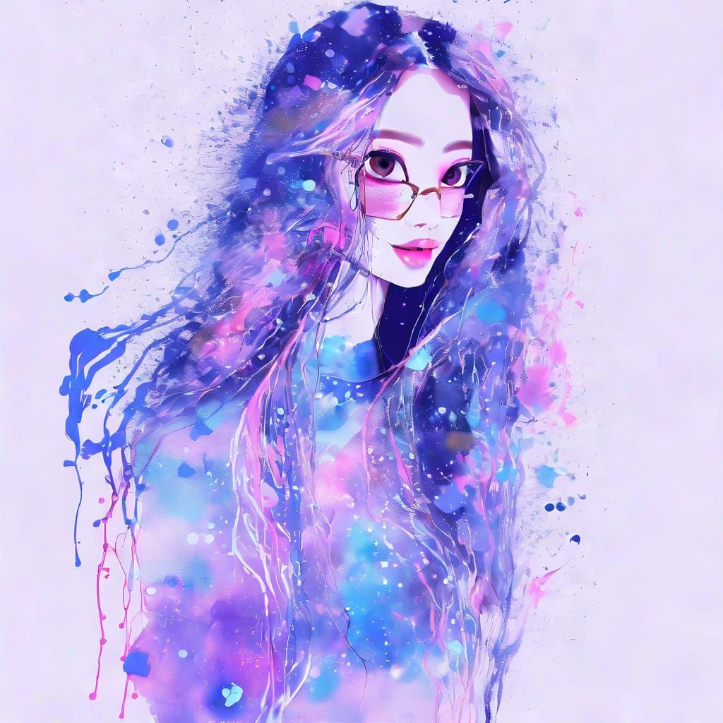 Anime Portrait with Impressionistic Brushstrokes and Luminou...