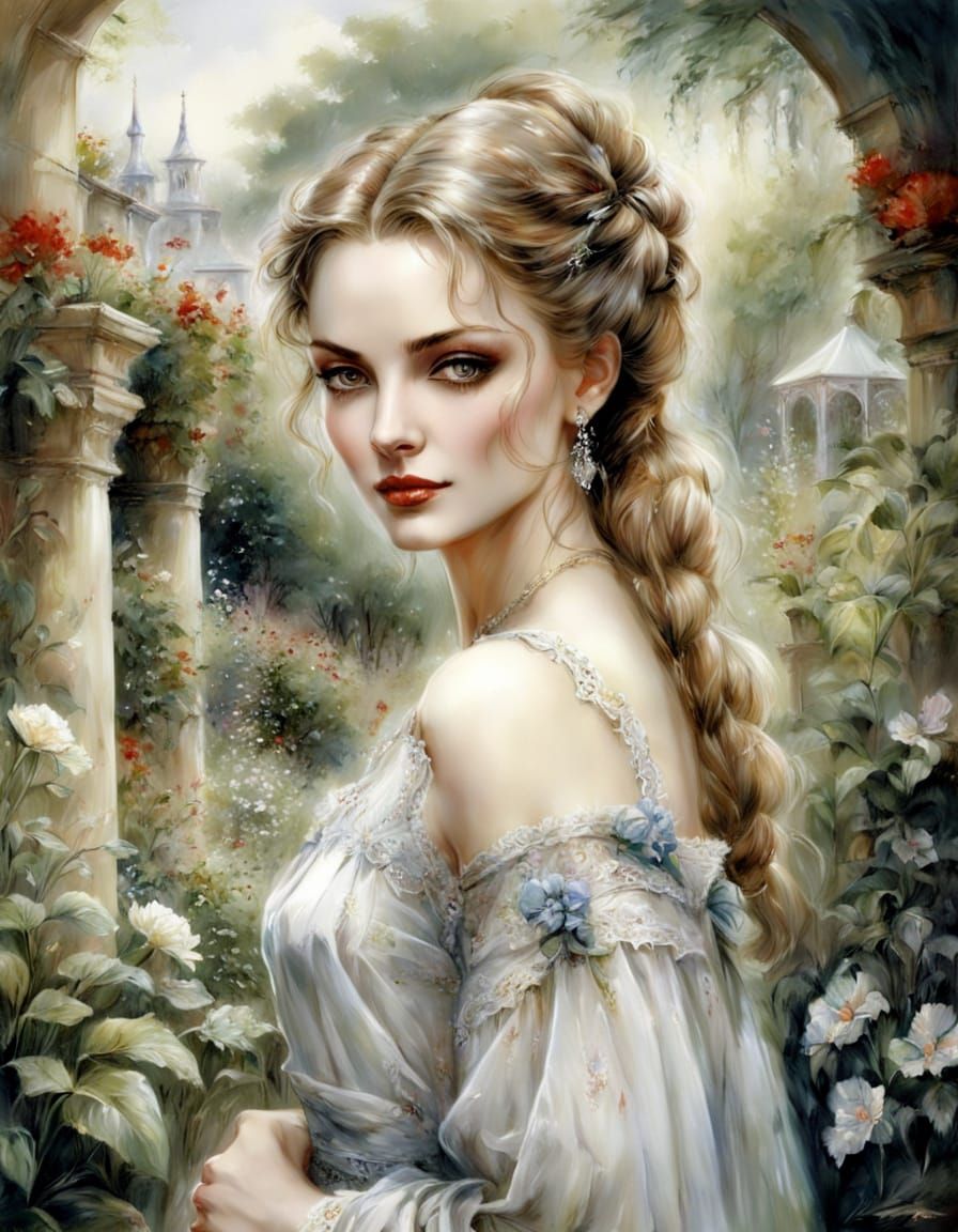 Ethereal Victorian Beauty in a Garden