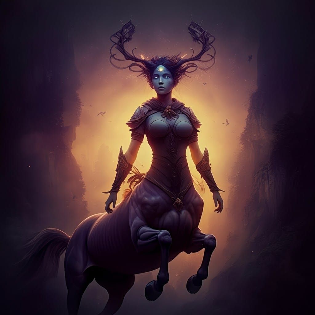 <lora:Ethereal Magic Flux:1.0> Double exposure, A female hun...