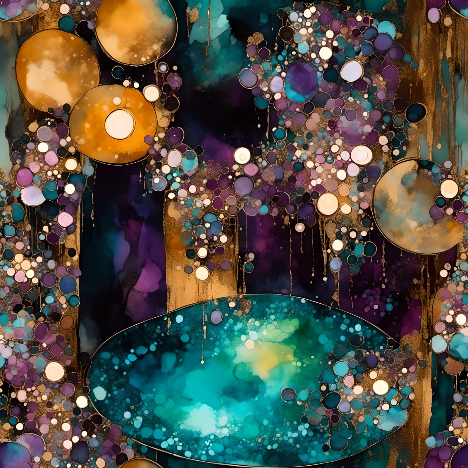 Abstract Magic Potions in Alcohol Ink Style