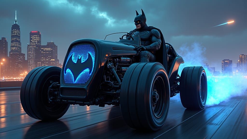 Batman in Bat-Tractor Races Towards Gotham
