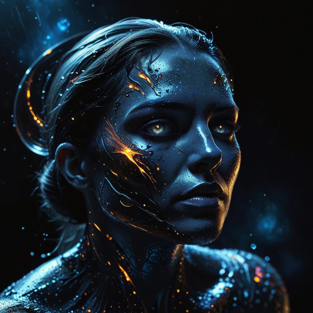 Starship Navigates Cosmic Dark in Hyperrealistic Style