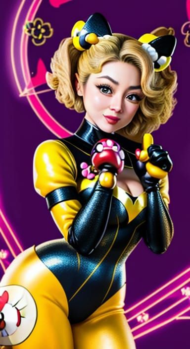 Lady with Hello Kitty in Disneyland Background