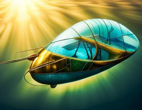 Stained Glass Submarine in the Deep Sea