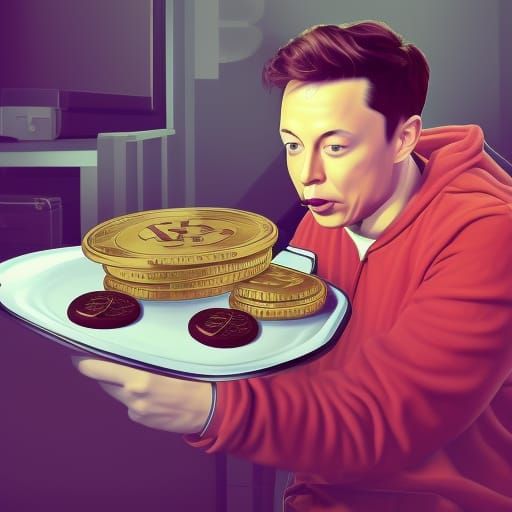 Elon Musk Eating Bitcoin Cookies: 3D Game Art