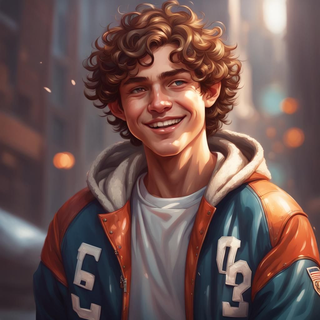 Confident Boy Portrait in Hyperdetailed Splash Art Style