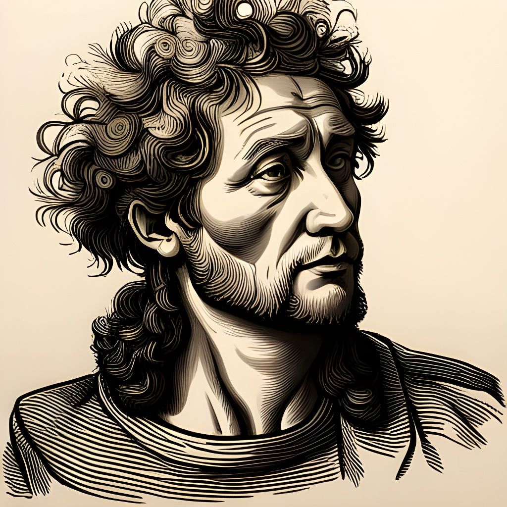 Classic Linocut Print in Engraving Style