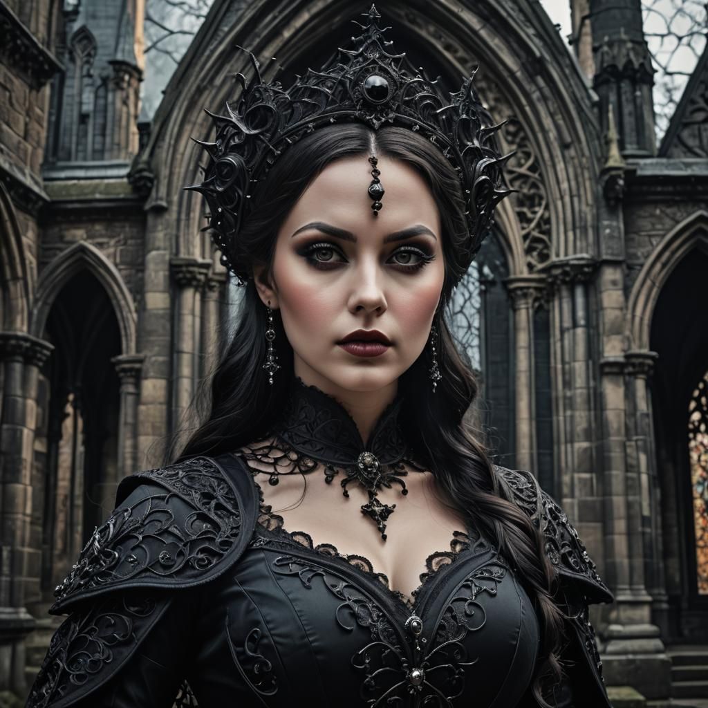 Hyperrealistic Gothic Woman Portrait in HDR