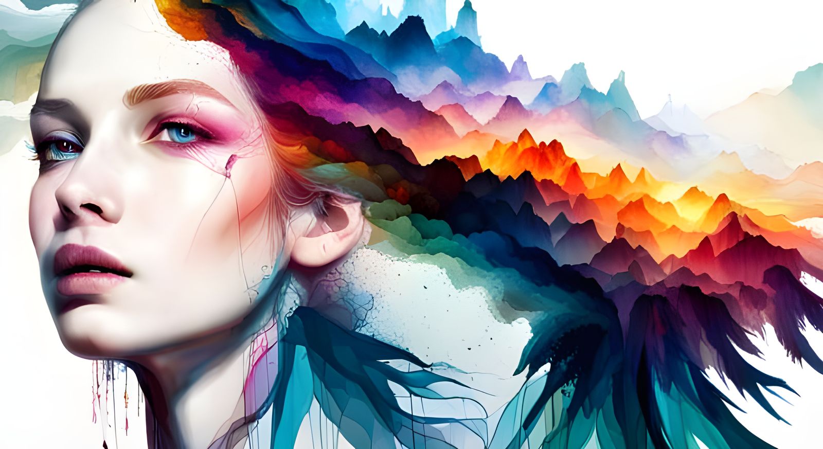 Ethereal Mountains in Applique Needlework Style