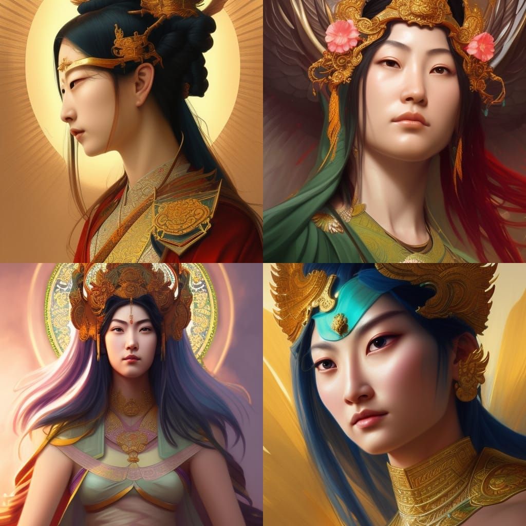 Guan Yin Portrait in Hyperdetailed Style