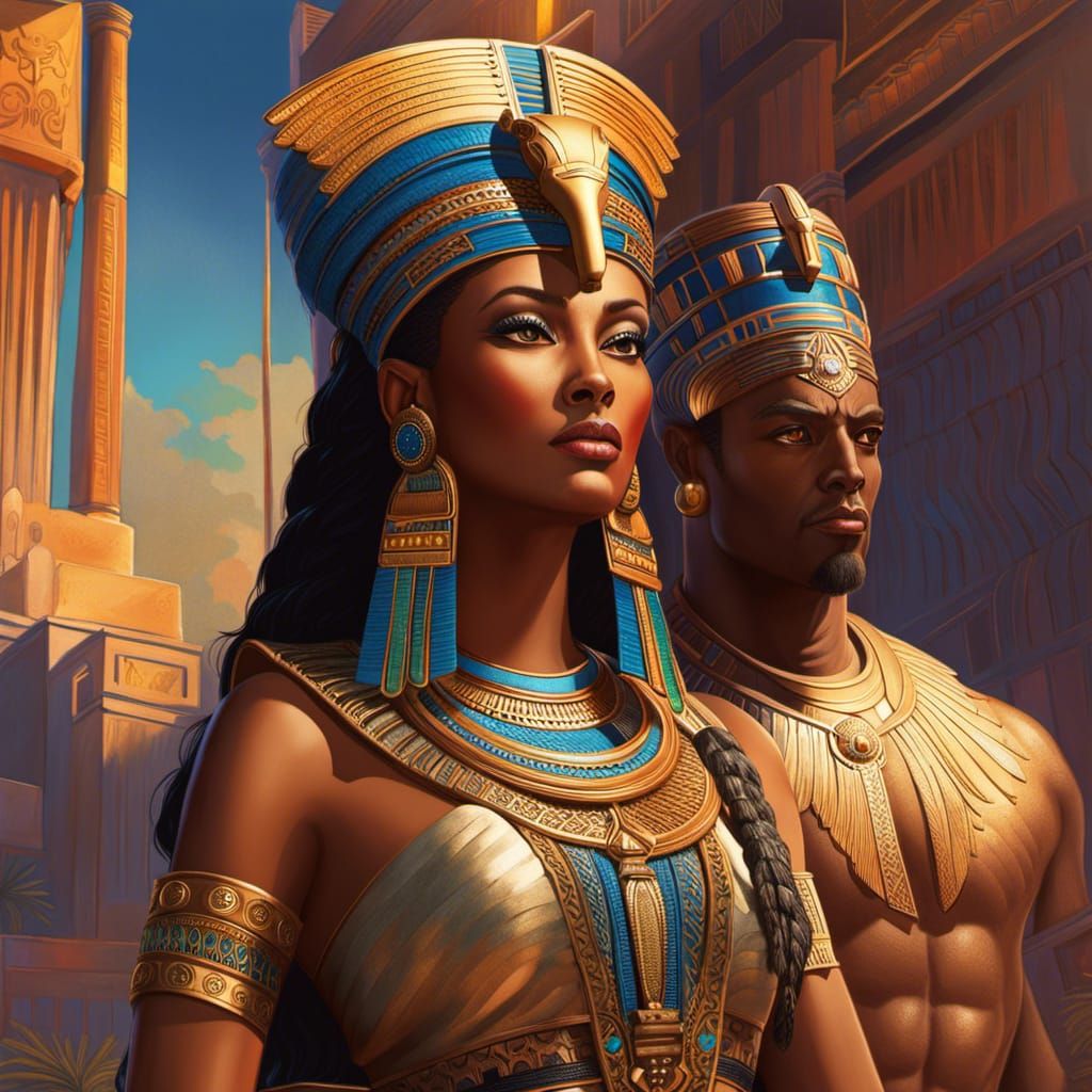 Sekhmet and Ptah. Gods of Egypt