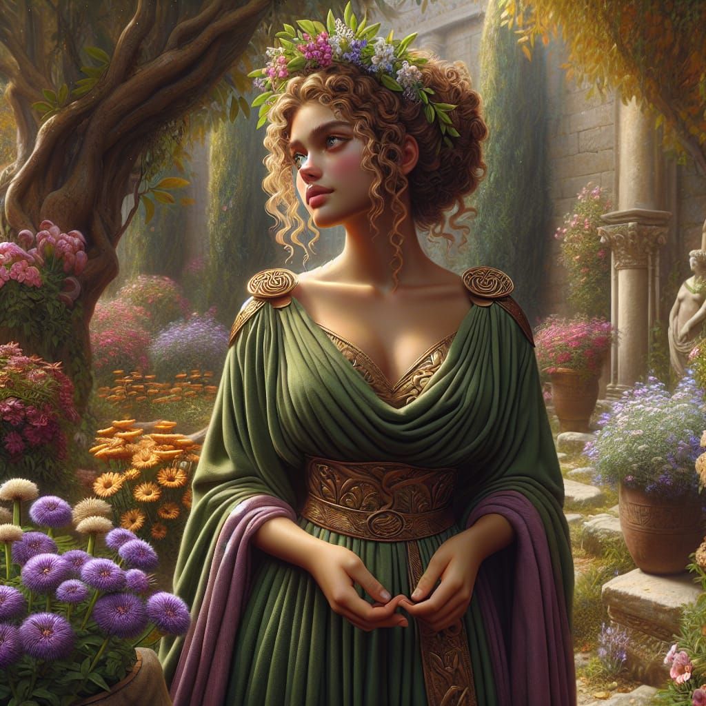 Etruscan Goddess of Gardening in a Sacred Grove