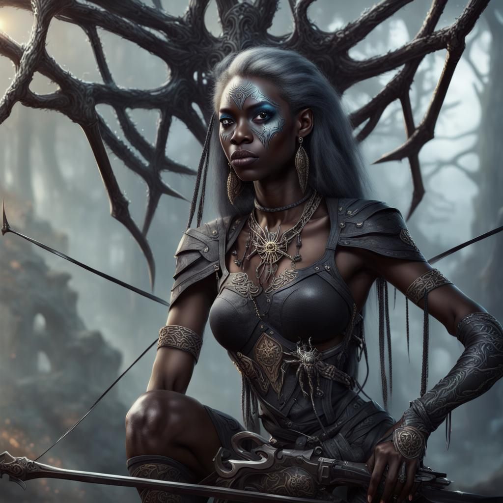Drow Elf with Spider Motifs and Crossbow