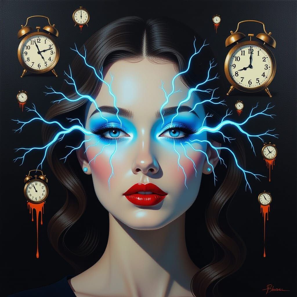 Surreal Woman with Neural Network, Salvador Dali Style