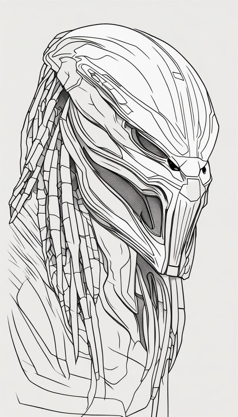 Minimalist Single Line Art Predator Profile