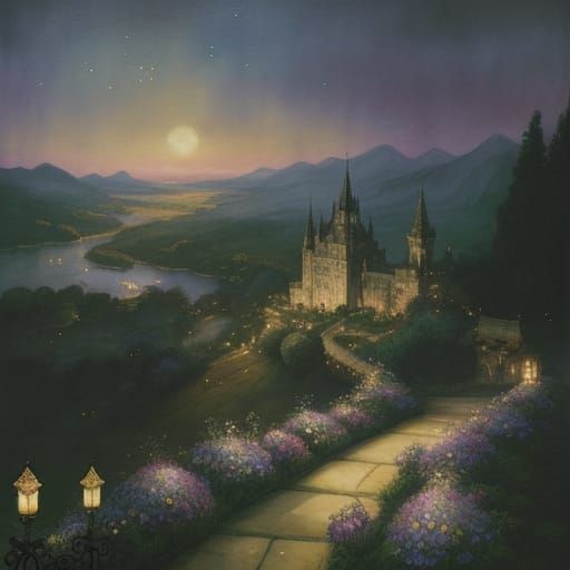 Ethereal Whimsical Wedding Scene in Pastel Hues