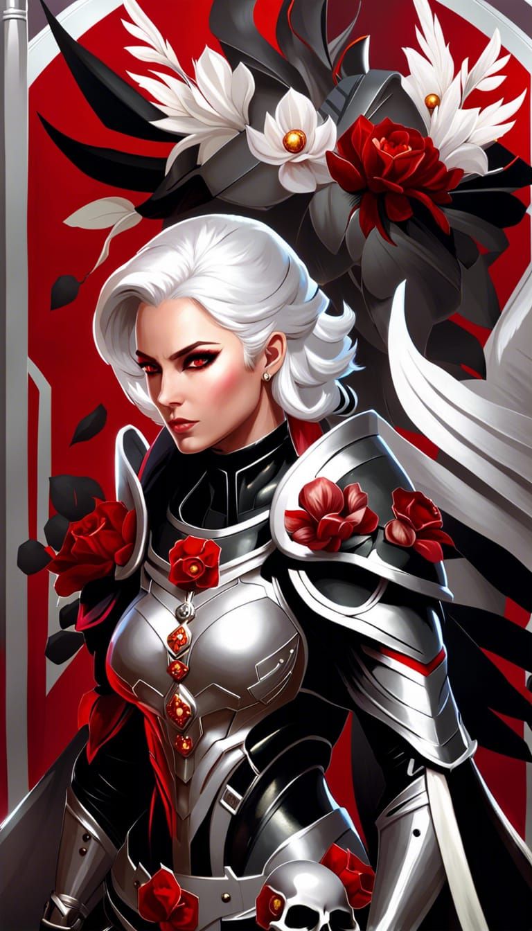 Saintly Woman in Aetherpunk Combat Armor