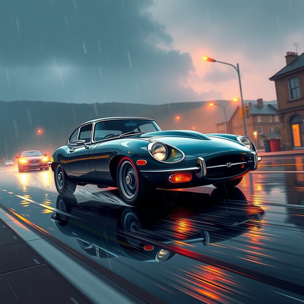 Jaguar F-Type Speeds Through Belfast in Anime Style