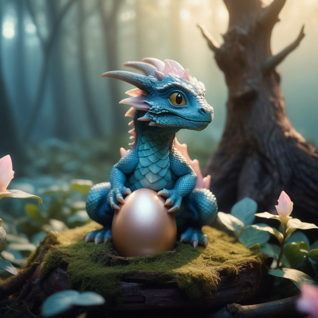Dreamy Baby Dragon Emerges from Egg in Whimsical Cinematic S...