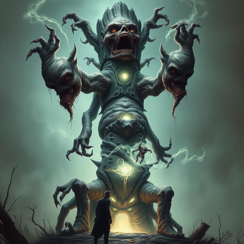 Grotesque Totem of Anguish and Shifting Flesh