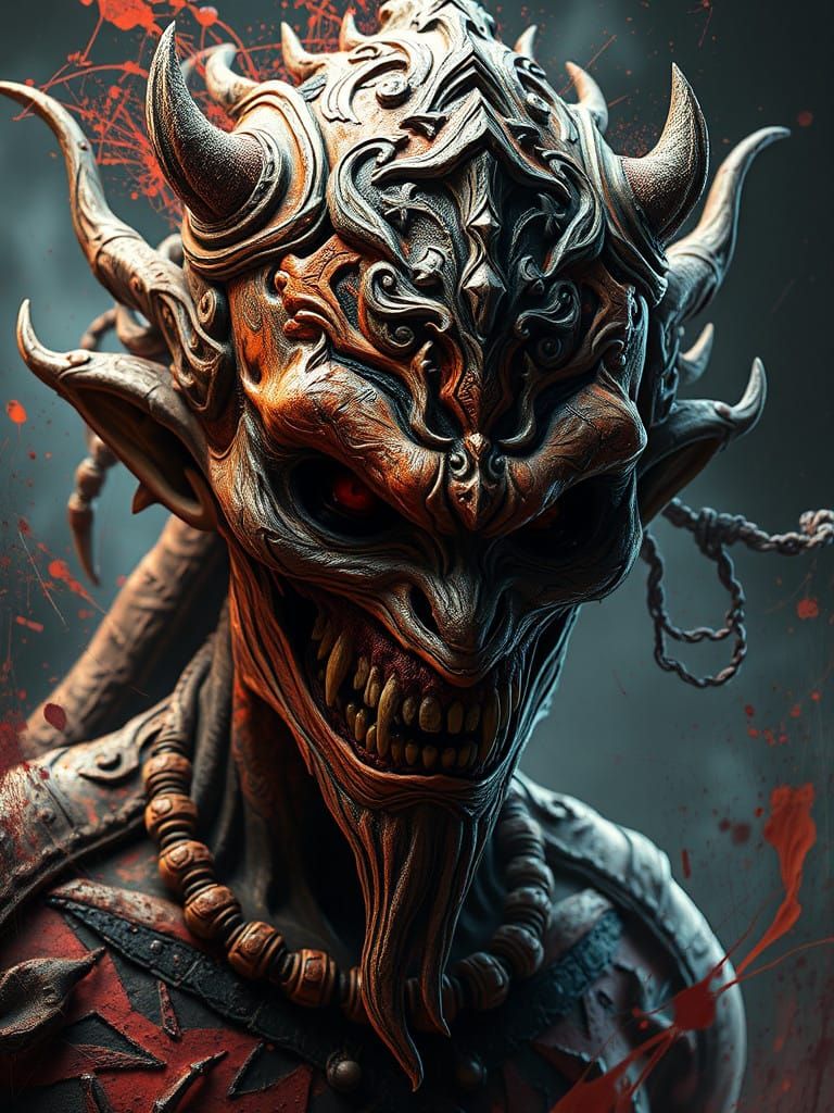 Surreal Claythian Portrait in Ornate Filigree Style