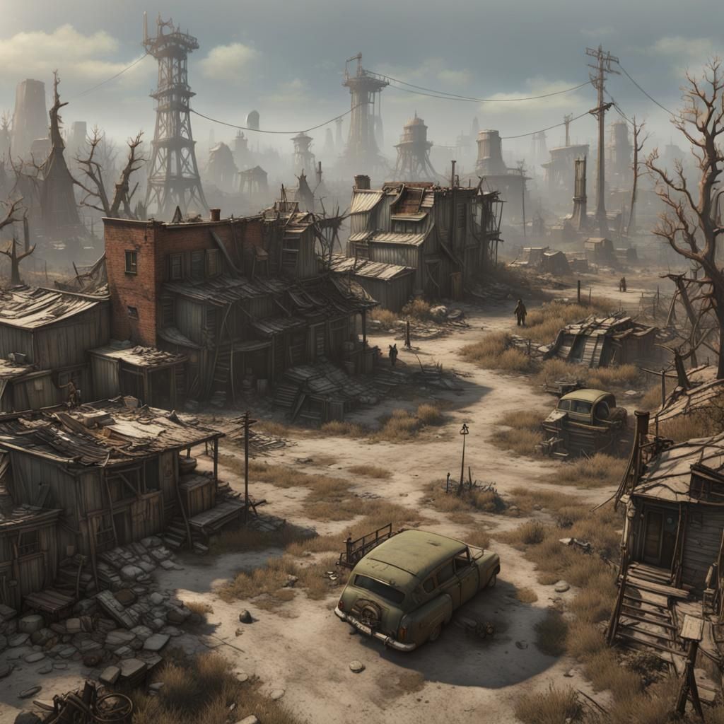 Post-Apocalyptic Village in Fallout Style