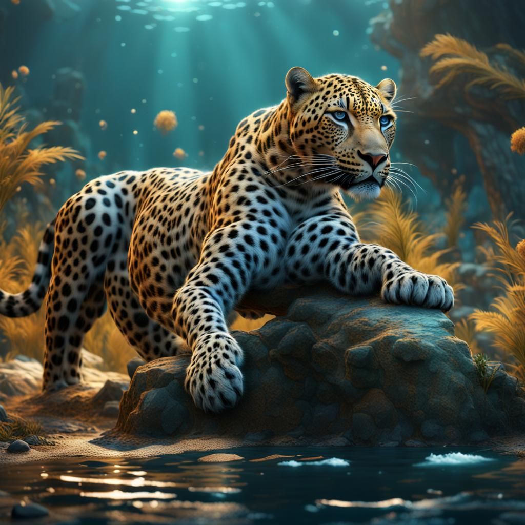 Water Leopard Fantasy Concept Art in 8K