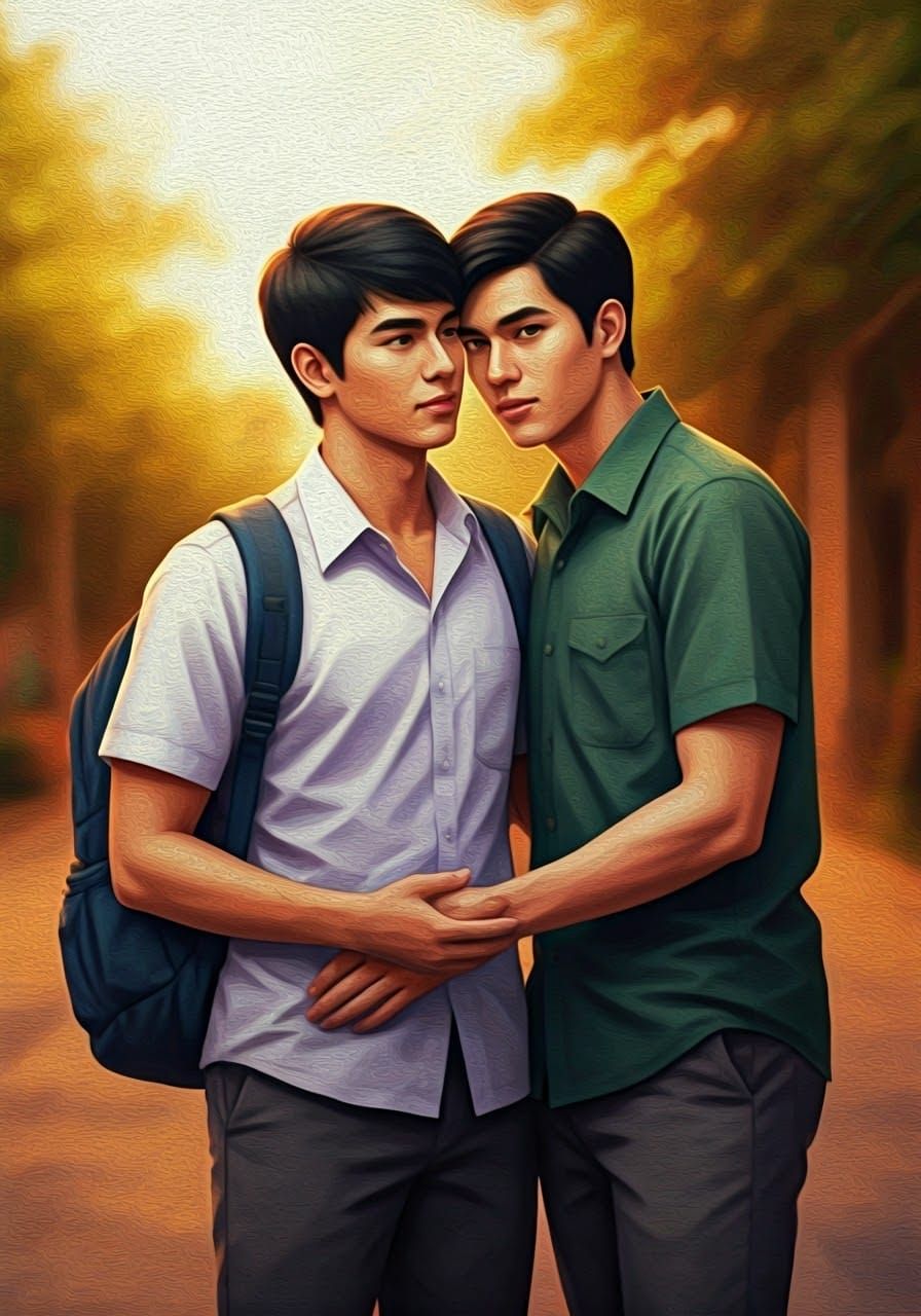 Thai University Romance in Warm, Golden Lighting