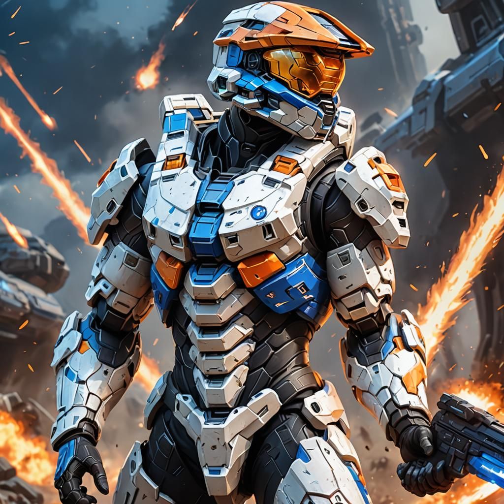 Halo Spartan in Action: 3D Anime Art