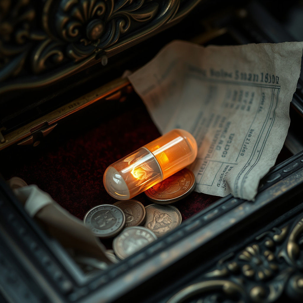 Ethereal Pill in Vintage Till, Hyperrealistic Detail