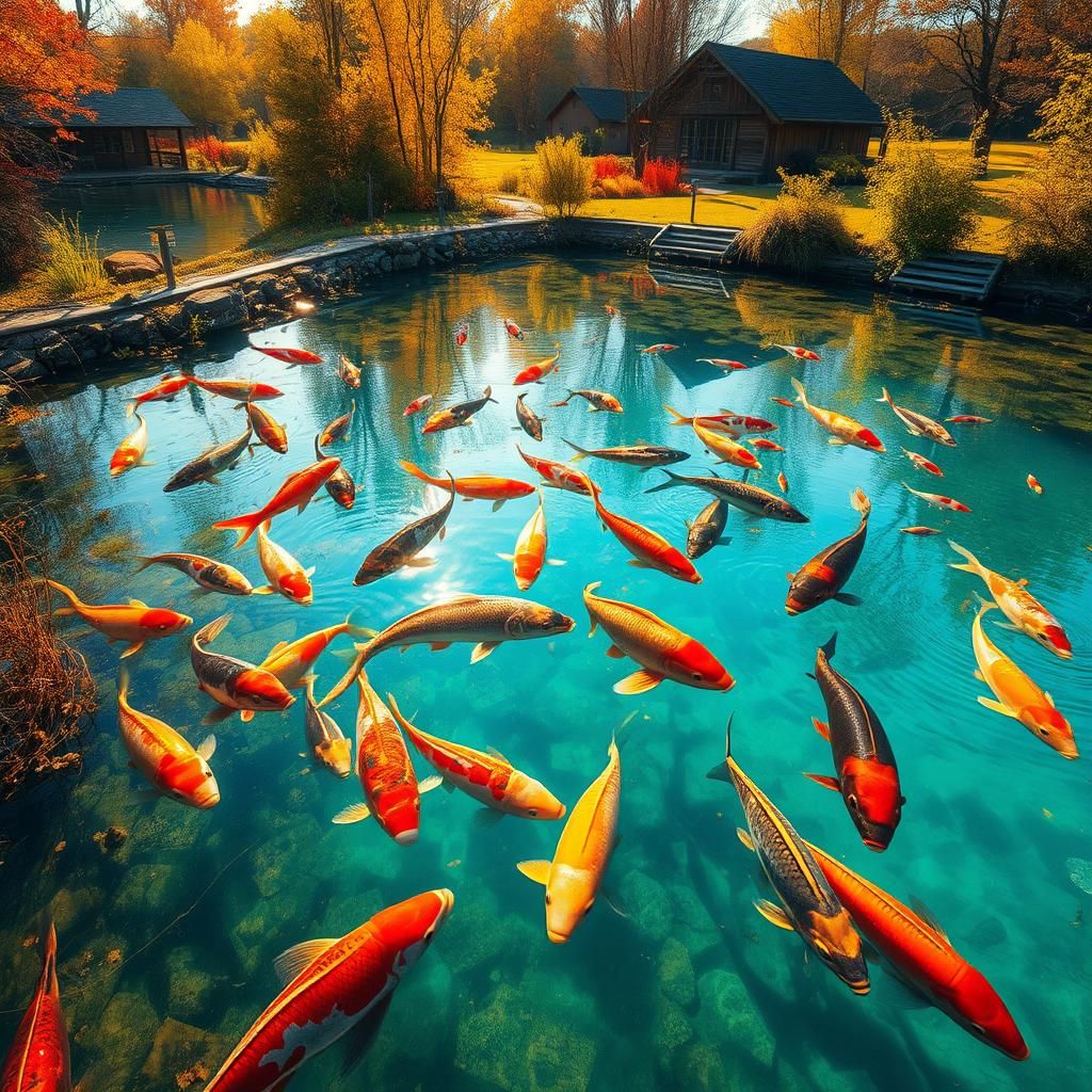 Exotic Fish in Pond, Graffiti and Splash Art Fusion