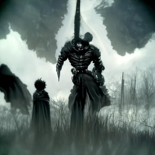 Dark Swordsman Illustration Inspired by Manga Art