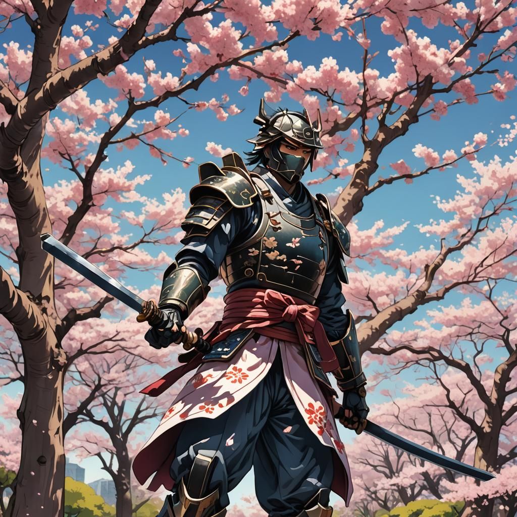 Ronin Under Cherry Blossom: Manga Style Anime Art