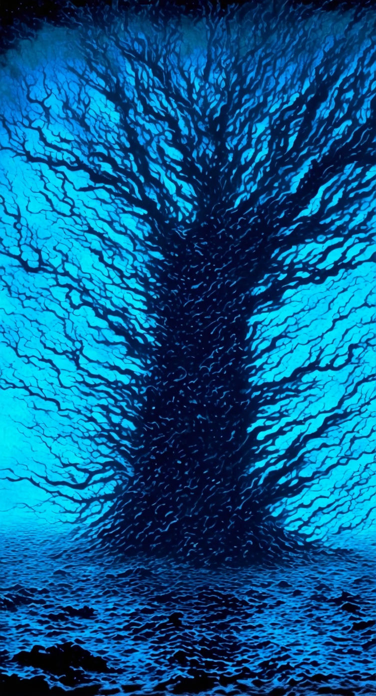 Surreal Storm Trees on Quiet Beach