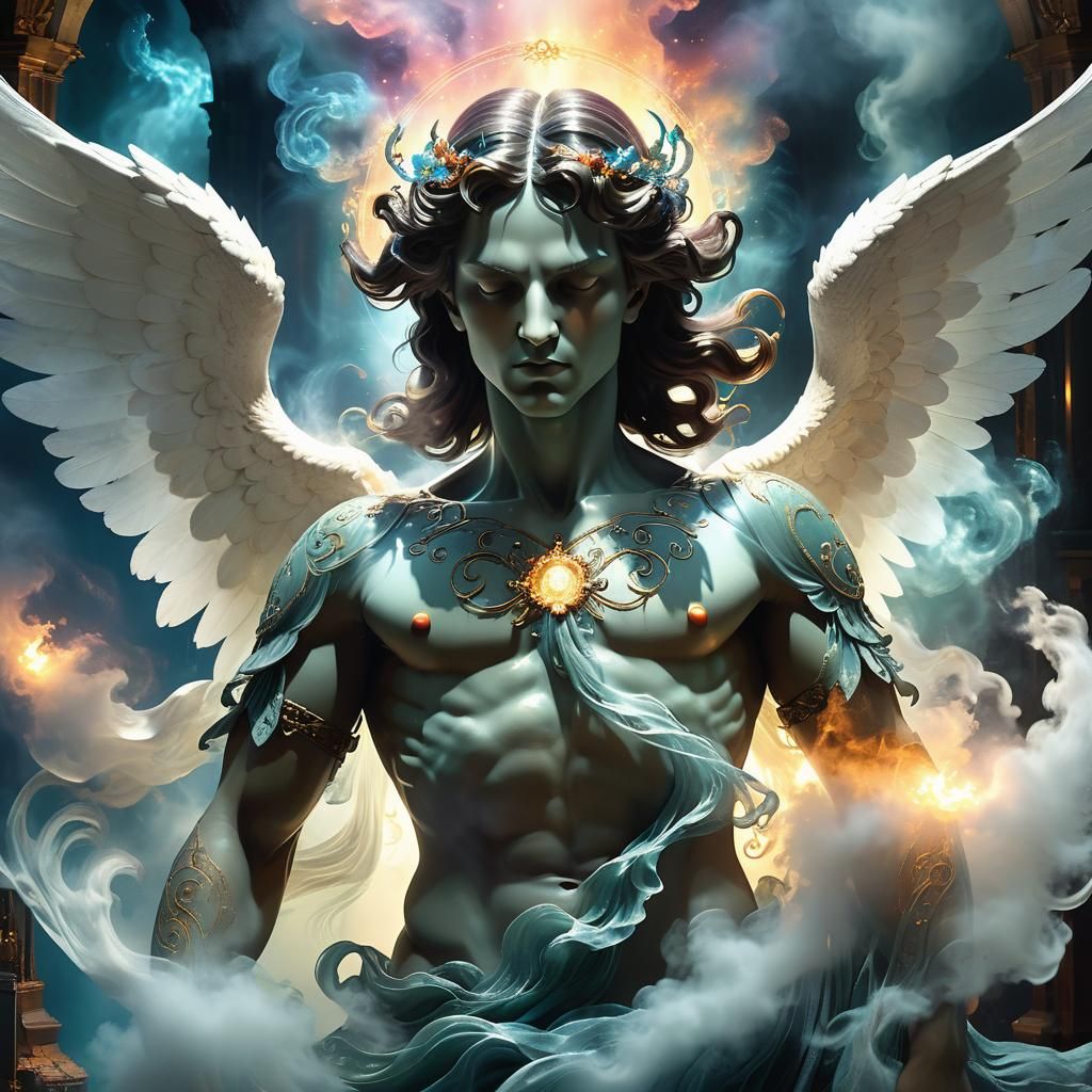 Ethereal Angel and Demon Double Exposure