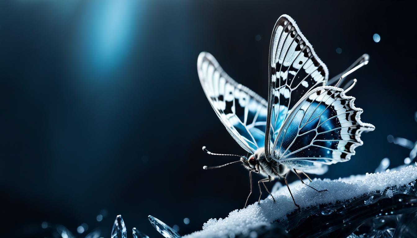 Icy Butterfly: Frozen Beauty in Hyperdetail