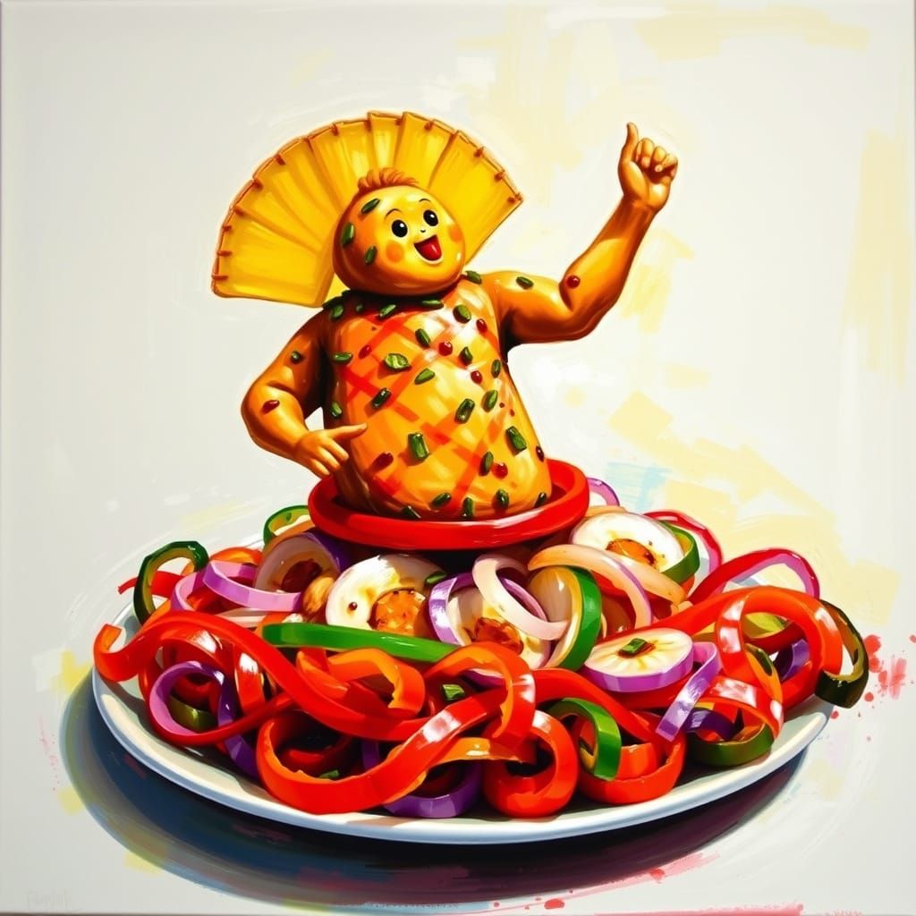 Pineapple Chicken Fajita Acrylic Painting on Canvas