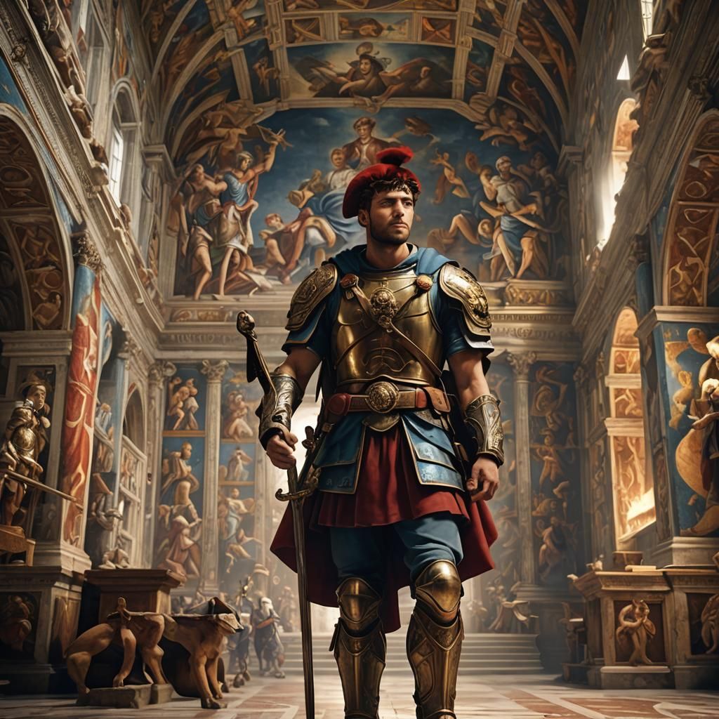 Roman Soldier Posing in Sistine Chapel
