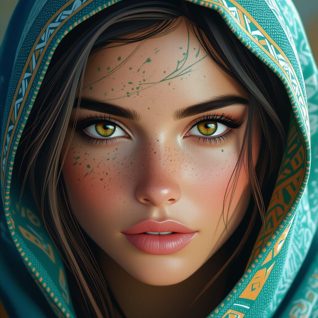 Captivating Brown Eyes: Detailed Matte Painting in 8k