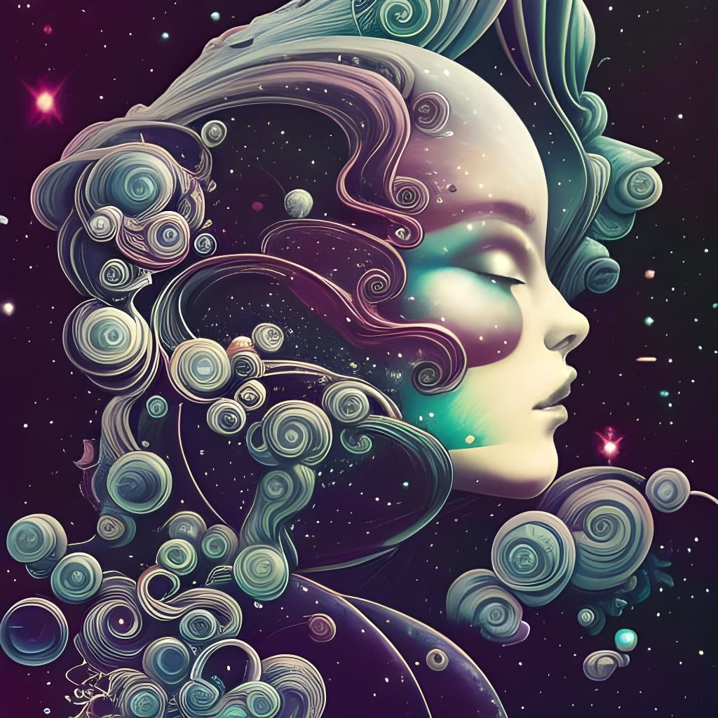 Princess Gazing into a Galaxy Portal