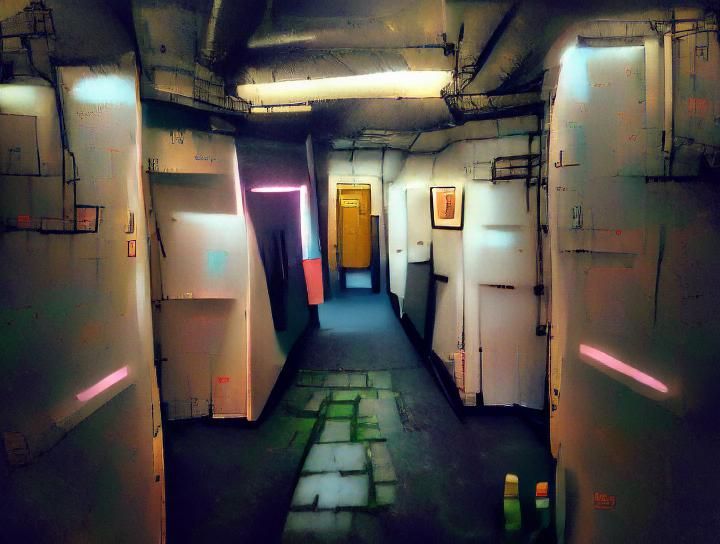 Eerie Liminal Space Hallway Rendering