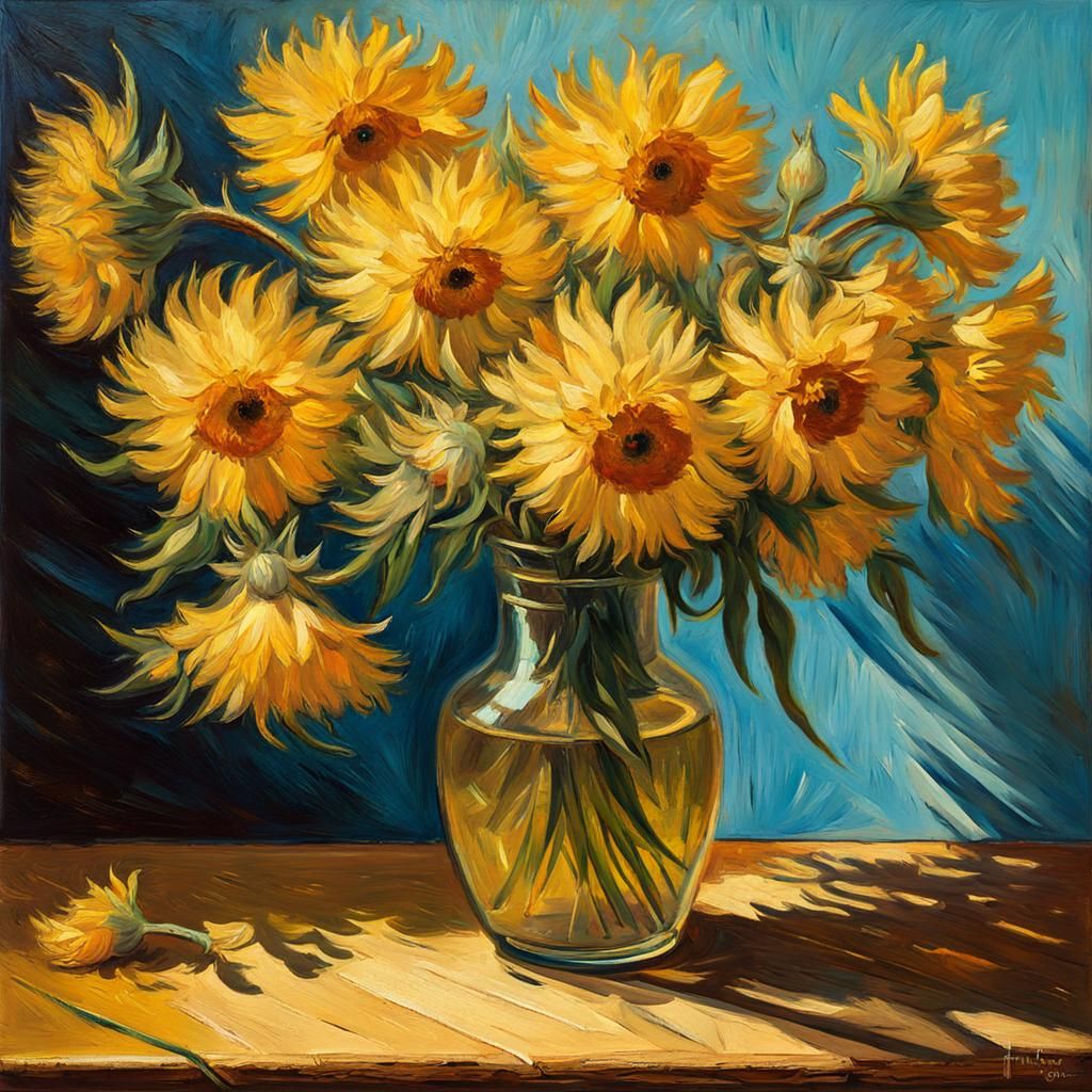 Chicory Still Life in Van Gogh Impressionistic Style