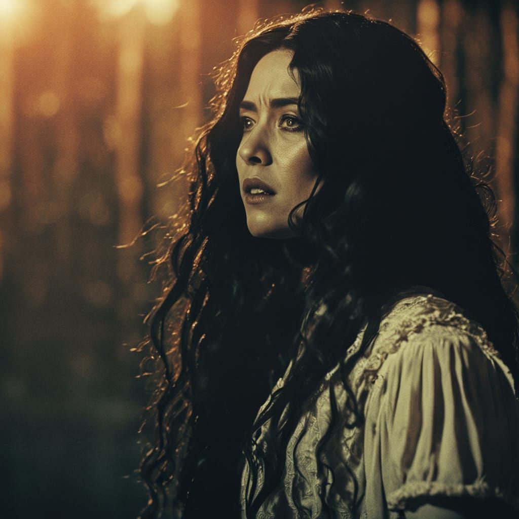 Dramatic Film Still: Woman with Knife in Heart