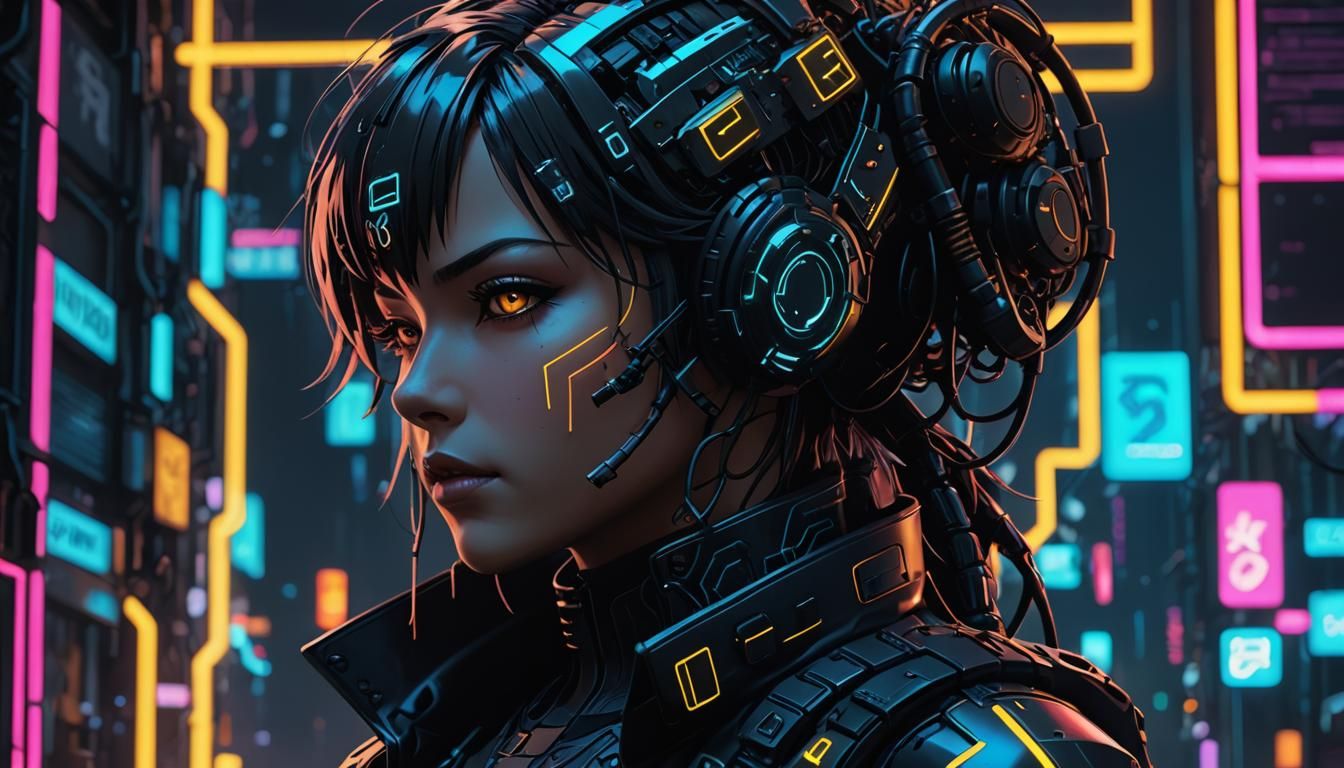 Cyberpunk Anime Portrait of '555' in Digital Art Style