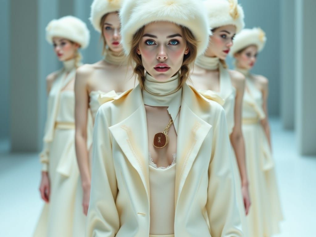Ethno-Futurist Fashion Showcase in Winter, Elegant Style